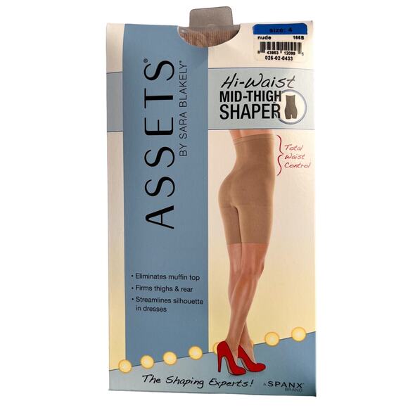 Assets by Sarah Blakely Spanx Nude Hi Waist Mid Thigh Shaper Sz 4 165-240 Lb. - Picture 2 of 4
